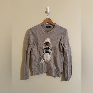 Polo Ralph Lauren Bear Shearling Cotton Sweater Mushroom Marl XS